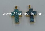 NGP8537 22*30mm - 25*35mm cross druzy agate pendants wholesale