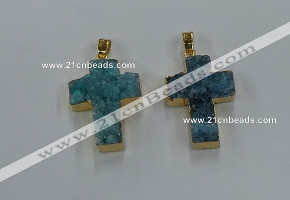 NGP8537 22*30mm - 25*35mm cross druzy agate pendants wholesale