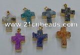 NGP8541 22*30mm - 25*35mm cross druzy agate pendants wholesale