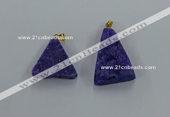 NGP8576 18*25mm - 25*40mm triangle druzy agate pendants wholesale