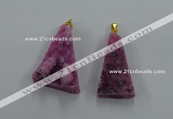 NGP8578 18*25mm - 25*40mm triangle druzy agate pendants wholesale