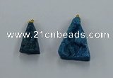 NGP8579 18*25mm - 25*40mm triangle druzy agate pendants wholesale