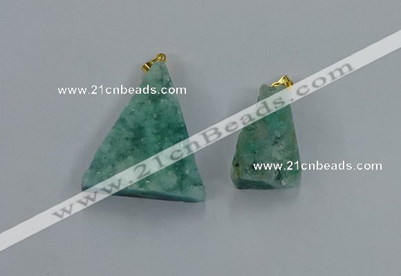 NGP8580 18*25mm - 25*40mm triangle druzy agate pendants wholesale