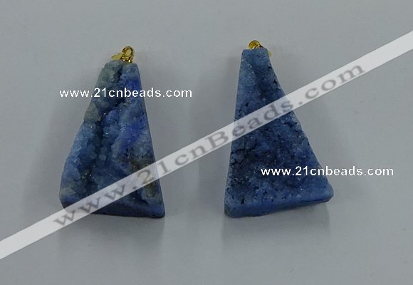 NGP8581 18*25mm - 25*40mm triangle druzy agate pendants wholesale