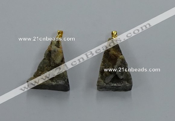 NGP8582 18*25mm - 25*40mm triangle druzy agate pendants wholesale