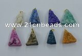 NGP8583 18*25mm - 25*40mm triangle druzy agate pendants wholesale