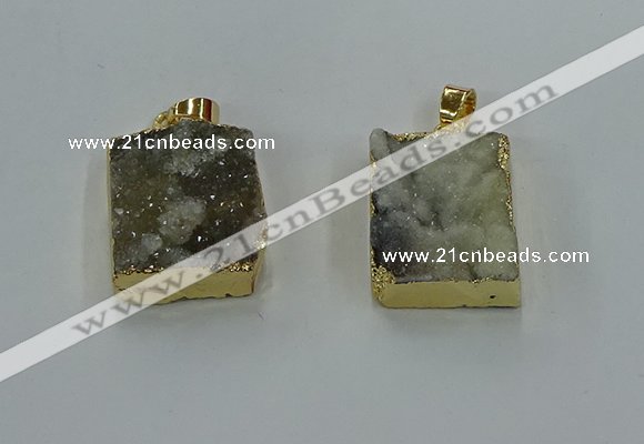 NGP8585 18*25mm rectangle druzy agate pendants wholesale