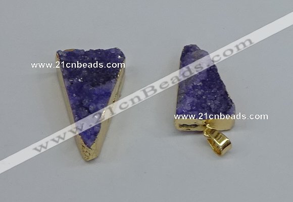 NGP8595 13*40mm - 20*35mm triangle druzy agate pendants wholesale