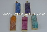 NGP8613 15*35mm - 16*40mm rectangle druzy agate pendants wholesale