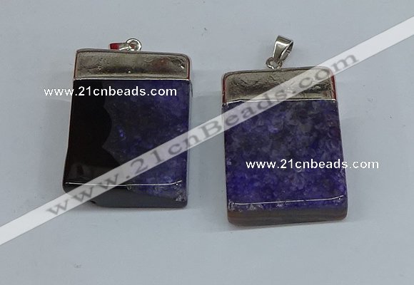 NGP8679 26*36mm rectangle druzy agate pendants wholesale