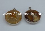 NGP8698 38mm - 40mm flat round agate pendants wholesale