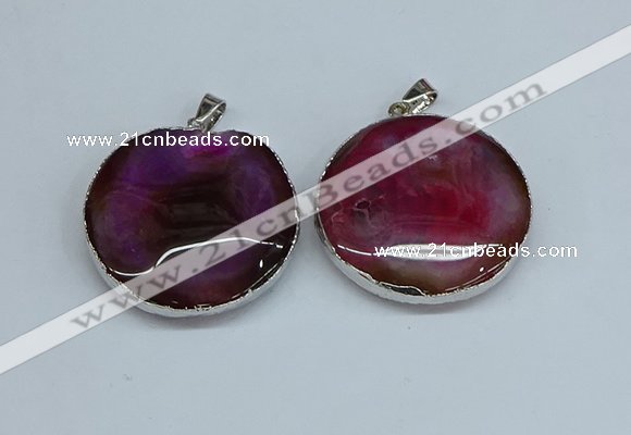 NGP8700 38mm - 40mm flat round agate pendants wholesale