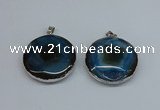 NGP8701 38mm - 40mm flat round agate pendants wholesale