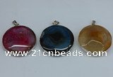 NGP8704 38mm - 40mm flat round agate pendants wholesale