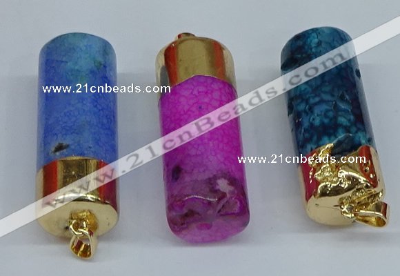 NGP8770 18*40mm tube agate gemstone pendants wholesale