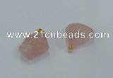 NGP8856 20*25mm - 30*40mm nuggets rose quartz pendants wholesale