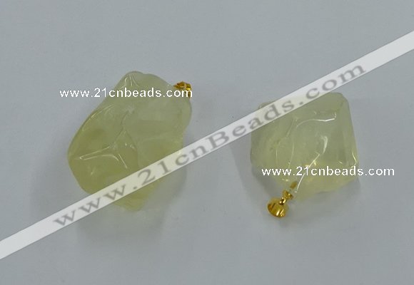 NGP8857 20*25mm - 30*40mm nuggets lemon quartz pendants wholesale