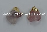 NGP8861 20*25mm - 30*40mm nuggets rose quartz gemstone pendants