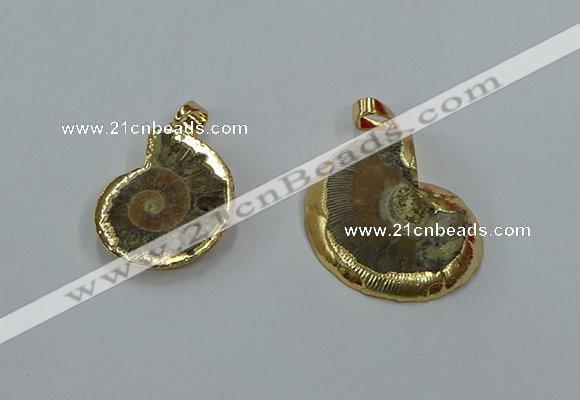 NGP8872 22*26mm - 30*35mm carved ammonite gemstone pendants