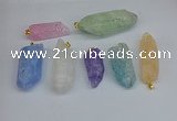 NGP8885 16*38mm - 25*60mm sticks crackle quartz pendants wholesale
