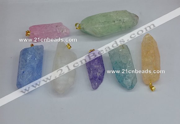 NGP8885 16*38mm - 25*60mm sticks crackle quartz pendants wholesale