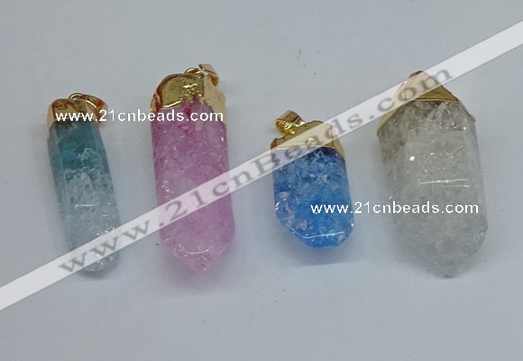 NGP8895 10*35mm - 20*45mm sticks crackle quartz pendants