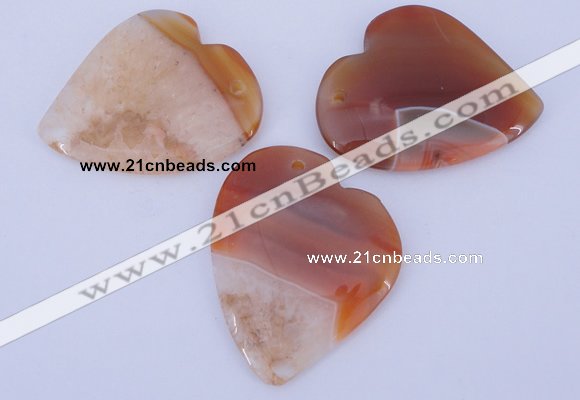 NGP894 5PCS 42*50mm heart agate druzy geode gemstone pendants