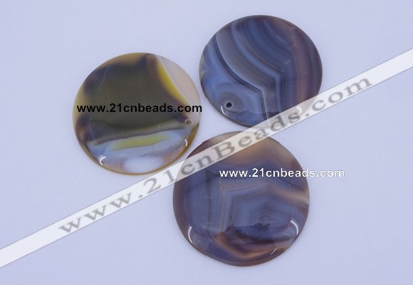 NGP934 5PCS 52mm flat round agate gemstone pendants wholesale