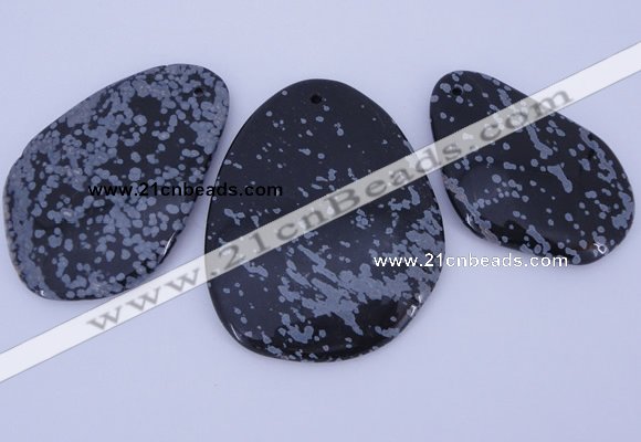 NGP947 5PCS 35-55mm*50-65mm freeform snowflake obsidian gemstone pendants