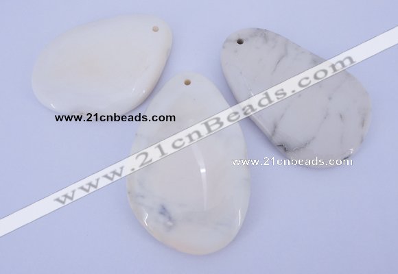 NGP960 5PCS 35-45mm*50-65mm freeform white howlite turquoise pendants