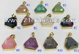 NGP9602 20*20mm faceted plated druzy agate pendants