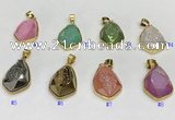 NGP9609 18*25mm faceted teardrop plated druzy agate pendants