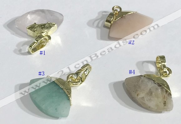 NGP9718 11*16mm fan-shaped  mixed gemstone pendants wholesale