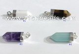 NGP9732 8*20mm sticks-shaped  mixed gemstone pendants wholesale