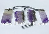 NGP9754 20*40mm-25*45mm freeform amethyst pendants wholesale