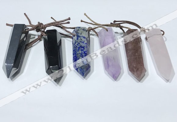 NGP9765 12*40mm-15*55mm sticks mixed gemstone pendants