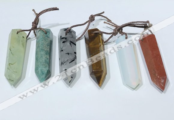 NGP9766 12*40mm-15*55mm sticks mixed gemstone pendants