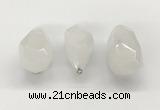 NGP9800 22*35mm - 25*40mm faceted nuggets white jade pendants