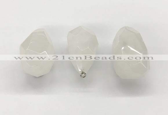 NGP9800 22*35mm - 25*40mm faceted nuggets white jade pendants