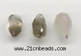 NGP9806 22*35mm - 25*40mm faceted nuggets smoky quartz pendants
