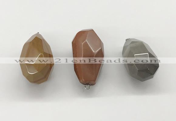 NGP9809 22*35mm - 25*40mm faceted nuggets agate pendants