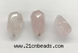 NGP9819 22*35mm - 25*40mm faceted nuggets rose quartz pendants