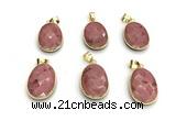 NGP9877 17*22mm faceted oval pink wooden jasper pendant