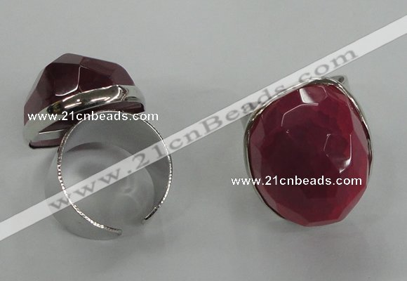 NGR01 18*25mm - 22*28mm faceted nuggets agate gemstone rings