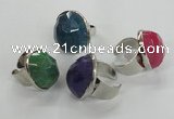 NGR05 18*25mm - 22*28mm faceted nuggets agate gemstone rings