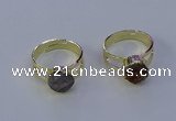 NGR1018 10mm coin druzy agate gemstone rings wholesale