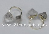 NGR103 13*18mm - 15*20mm faceted nuggets white crystal rings