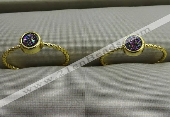 NGR1034 4mm coin plated druzy agate rings wholesale