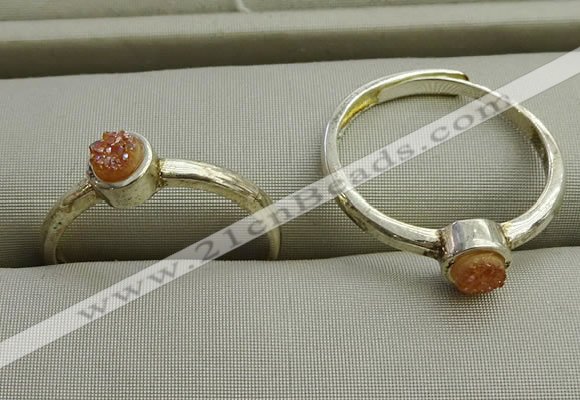 NGR1039 4mm coin plated druzy agate rings wholesale