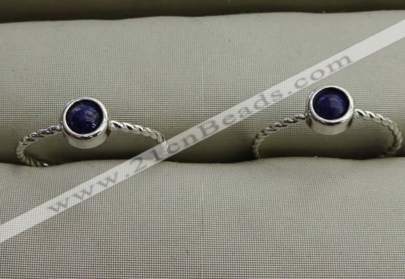 NGR1047 4mm coin lapis lazuli gemstone rings wholesale